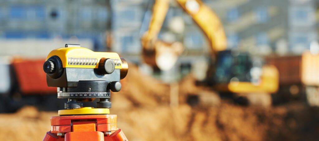 Surveyor,Equipment,Tacheometer,Or,Theodolite,Outdoors,At,Construction,Site